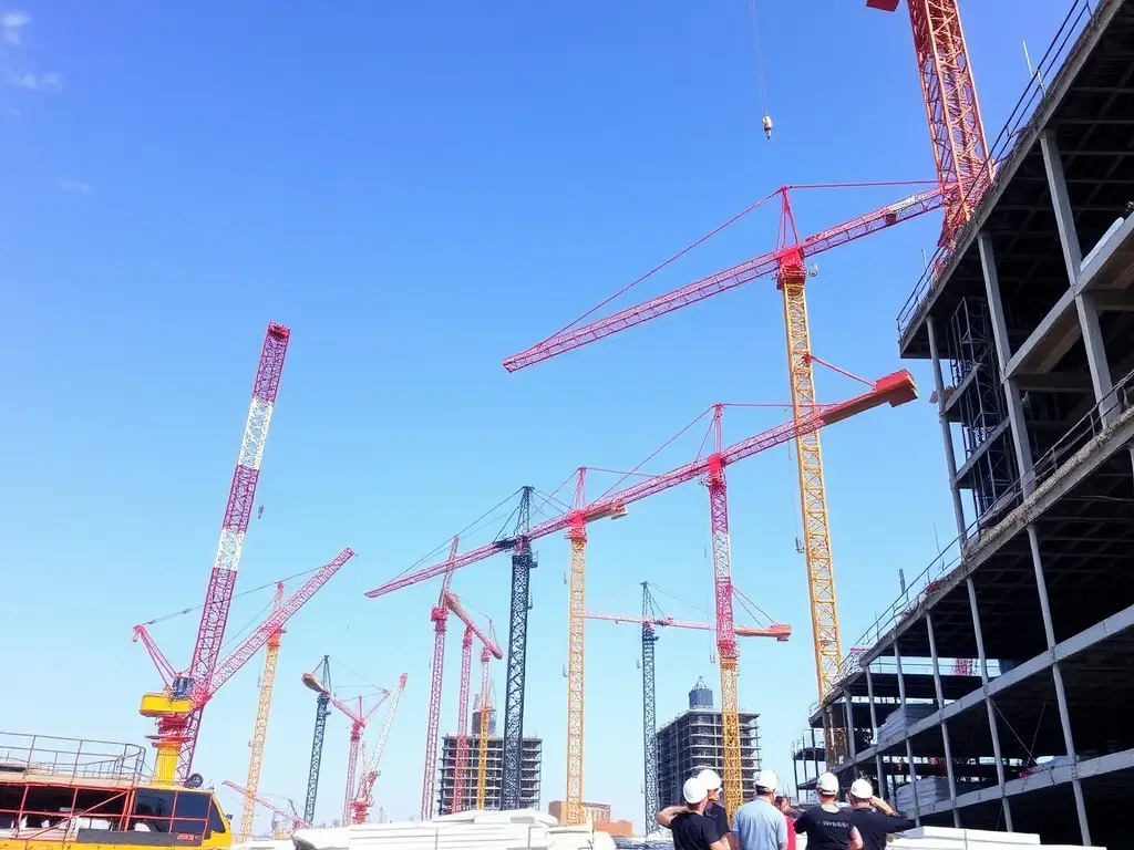 A construction site with new buildings being erected, representing real estate development and the funding required for such projects.